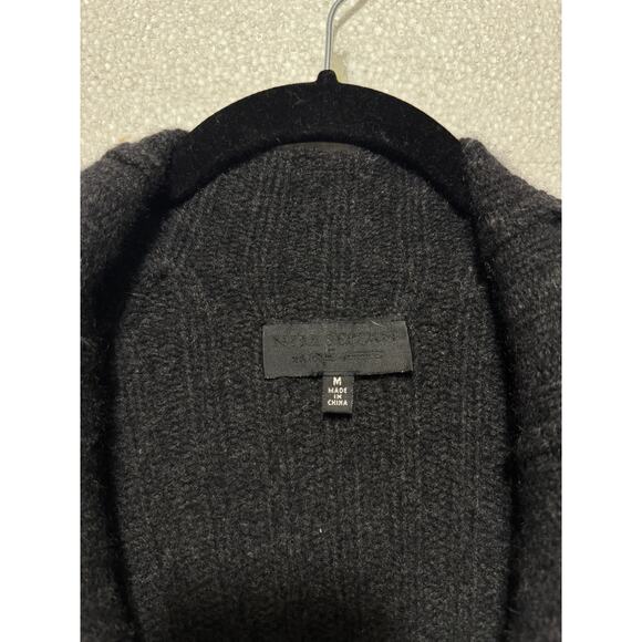 Nili Lotan Dark Grey Cashmere Open Front Asymmetrical Ribbed Sweater - Picture 4 of 9